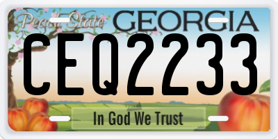 GA license plate CEQ2233