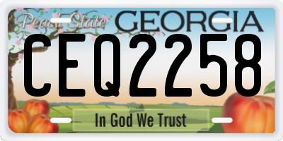 GA license plate CEQ2258