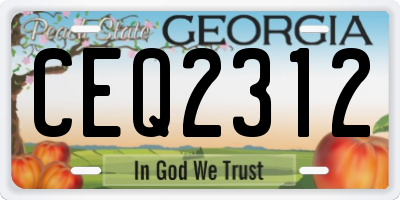 GA license plate CEQ2312