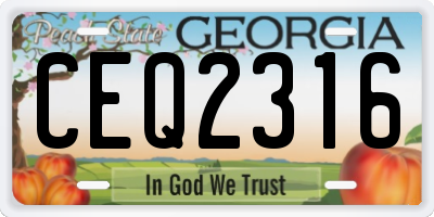 GA license plate CEQ2316