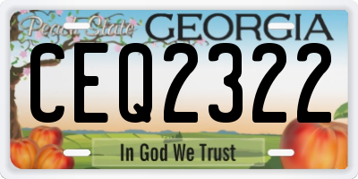 GA license plate CEQ2322