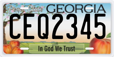 GA license plate CEQ2345