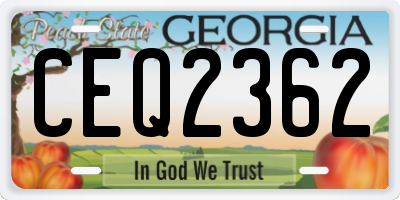 GA license plate CEQ2362