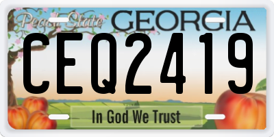 GA license plate CEQ2419