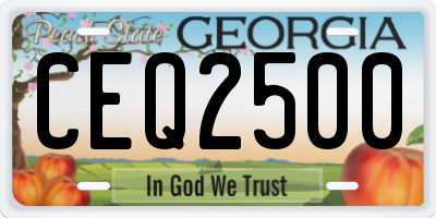 GA license plate CEQ2500