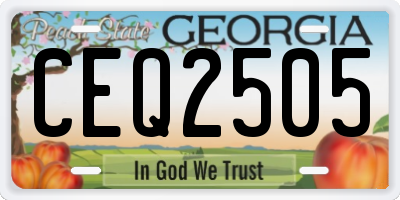 GA license plate CEQ2505