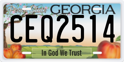 GA license plate CEQ2514