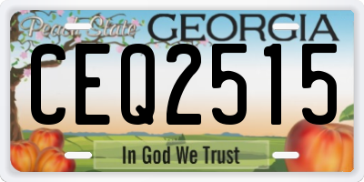 GA license plate CEQ2515
