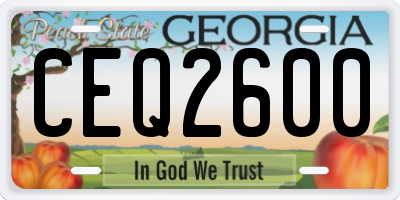 GA license plate CEQ2600