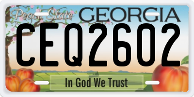 GA license plate CEQ2602