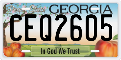GA license plate CEQ2605