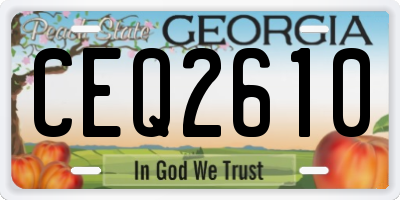GA license plate CEQ2610