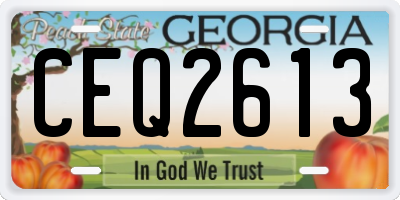 GA license plate CEQ2613
