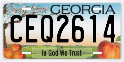 GA license plate CEQ2614