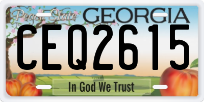 GA license plate CEQ2615