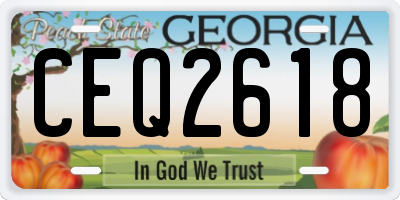 GA license plate CEQ2618
