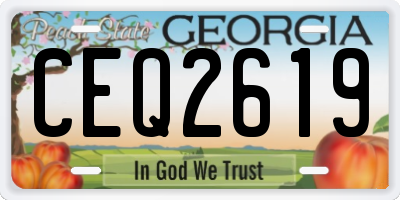 GA license plate CEQ2619