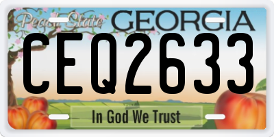 GA license plate CEQ2633