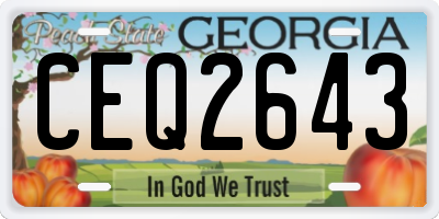 GA license plate CEQ2643