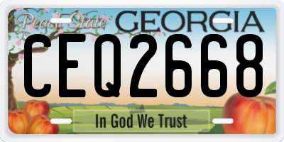 GA license plate CEQ2668