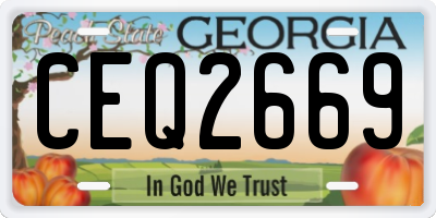 GA license plate CEQ2669