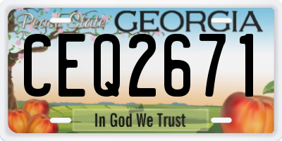 GA license plate CEQ2671