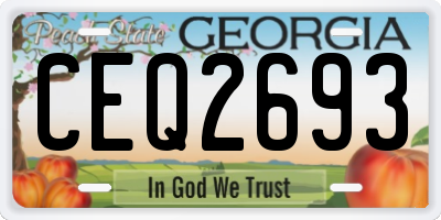 GA license plate CEQ2693