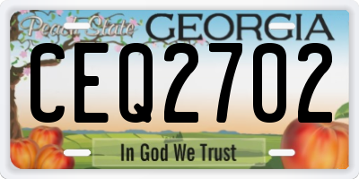 GA license plate CEQ2702