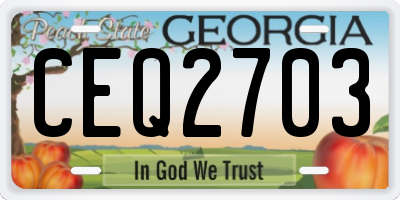 GA license plate CEQ2703