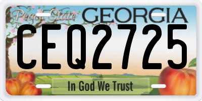 GA license plate CEQ2725