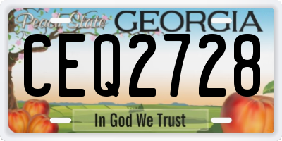 GA license plate CEQ2728