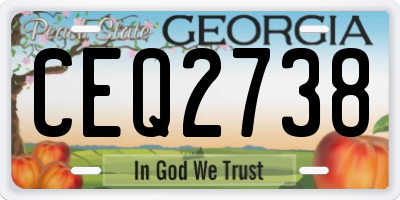 GA license plate CEQ2738