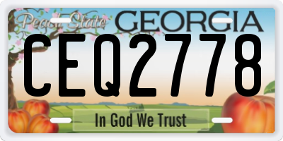 GA license plate CEQ2778