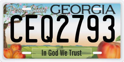 GA license plate CEQ2793