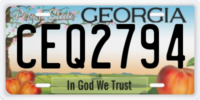 GA license plate CEQ2794