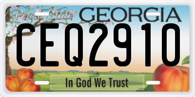 GA license plate CEQ2910