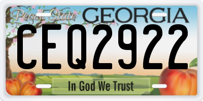 GA license plate CEQ2922