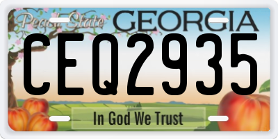 GA license plate CEQ2935
