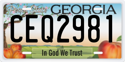 GA license plate CEQ2981