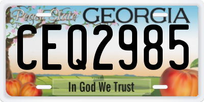 GA license plate CEQ2985