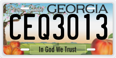 GA license plate CEQ3013