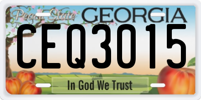 GA license plate CEQ3015