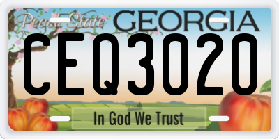 GA license plate CEQ3020