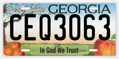 GA license plate CEQ3063