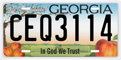 GA license plate CEQ3114