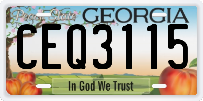GA license plate CEQ3115