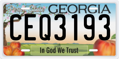 GA license plate CEQ3193