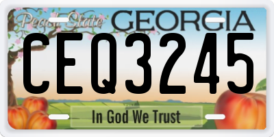 GA license plate CEQ3245