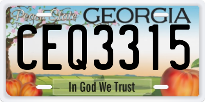 GA license plate CEQ3315