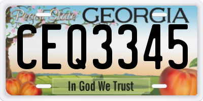 GA license plate CEQ3345